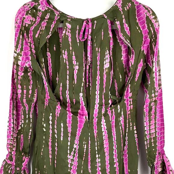 Young Fabulous & Broke Alya Bias Cut Mini Dress Green Pink Small - Picture 10 of 11